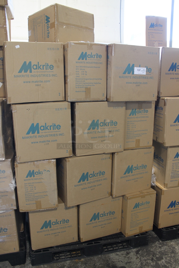 PALLET LOT of 35 BRAND NEW! Boxes of 240 Makrite 9500-N95S Disposable Respirator. 35 Times Your Bid!
 - Image 1 of 3