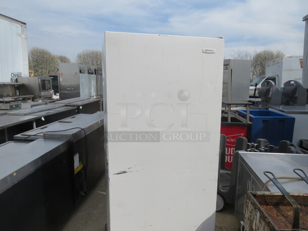 One White Westinghouse 1 door Freezer With 4 Shelves. 115 Volt. Model# MF621N3BW4. 32X29X70 - Image 1 of 4