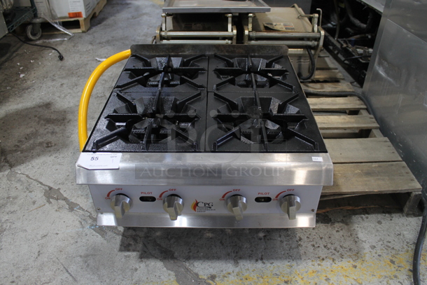 2017 Cooking Performance Group CPG 351RCPG24 Stainless Steel Commercial Countertop Natural Gas Powered 4 Burner Range. 88,000 BTU. 