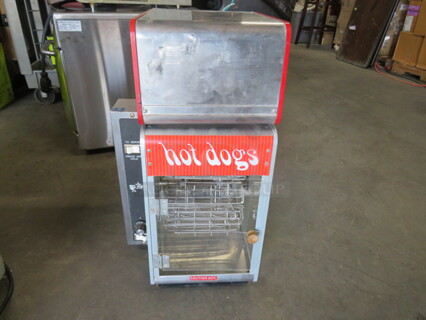 One Star Hot Dog Display. Door Cracked. 14X15X25