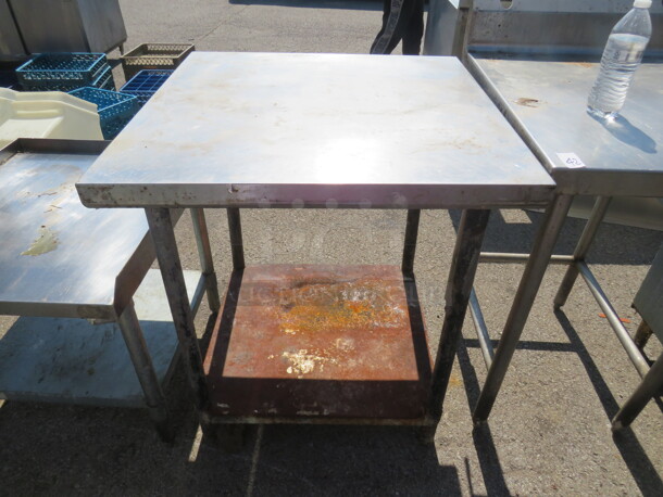 One Stainless Steel Table With Under Shelf. 30X30X35.5