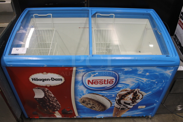 AHT RIO S 125 Metal Commercial Chest Freezer Merchandiser on Commercial Casters. 120 Volts, 1 Phase. Tested and Powers On But Does Not Get Cold - Image 1 of 7