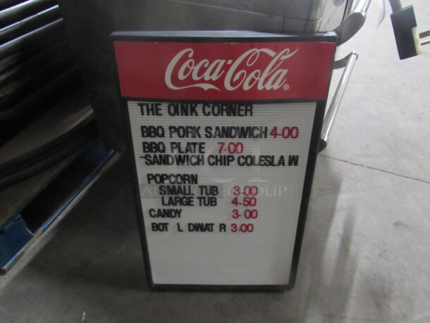 One Coca Cola Menu Board. 16X26 - Image 1 of 1