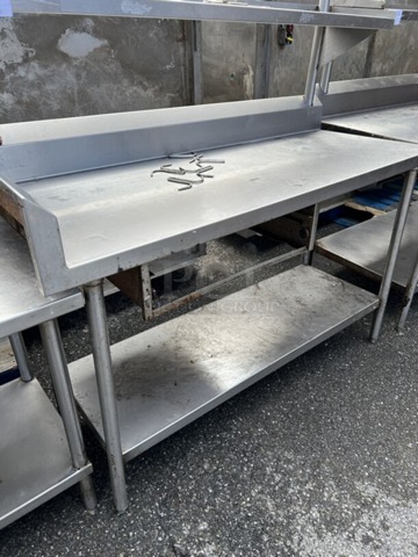 5' Stainless Steel Commercial Table w/  Pot Rack, Over Shelf and Under Shelf. 60x24x89 - Image 4 of 6