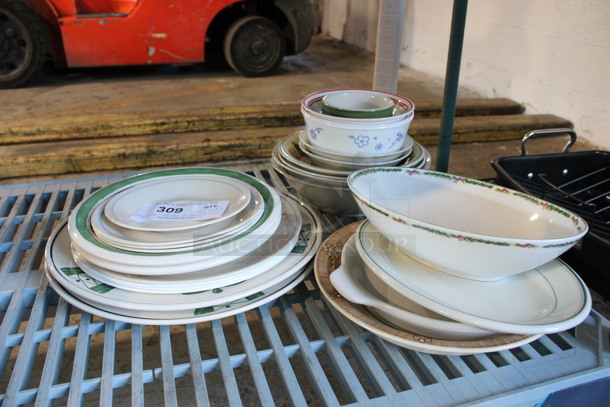 ALL ONE MONEY! Lot of 14 Various Plates, Dish and 11 Various Bowls! Includes 10.5x7x3