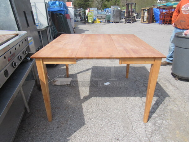 One NEW Wooden Table With Leaf. 54X36X36. With Leaf 54X54X36. Assembly Required. - Image 5 of 6