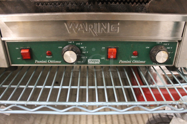 Waring WPG300 Stainless Steel Commercial Countertop Double Panini Press. 240 Volts, 1 Phase.  - Image 5 of 6