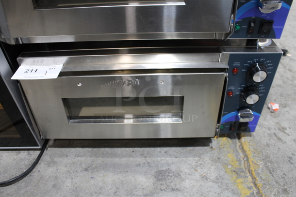 BRAND NEW SCRATCH AND DENT! 2023 Hoocoo CMO-1 Stainless Steel Commercial Countertop Electric Powered Pizza Oven w/ Cooking Stone. 120 Volts, 1 Phase. Tested and Working! - Image 1 of 4