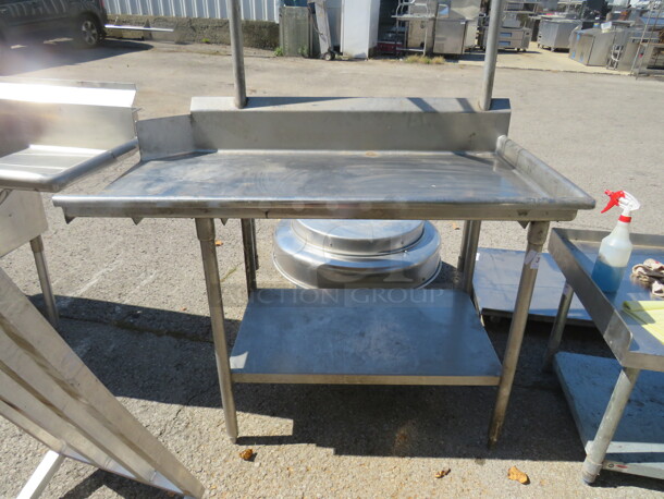 One Stainless Steel Clean Side Dish Table With Under Shelf, And Overhead Pot Rack. 54X31X87 - Image 2 of 3