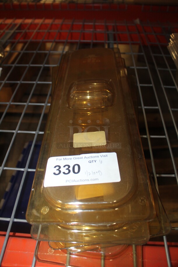 NEW! 6 Rubbermaid Plastic Amber Colored 1/2 Long Insert/Pan Lids.  - Image 1 of 1