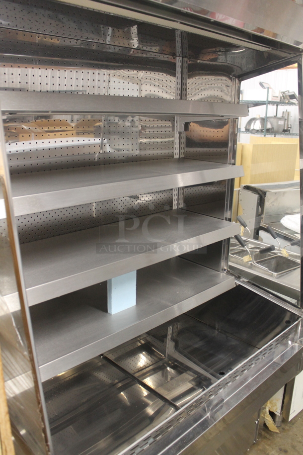 BRAND NEW SCRATCH AND DENT! CustomCool GC48R Metal Commercial Floor Style Open Grab N Go Merchandiser w/ Metal Shelves. 115 Volts, 1 Phase. Does Not Come w/ Remote Compressor. - Image 5 of 7