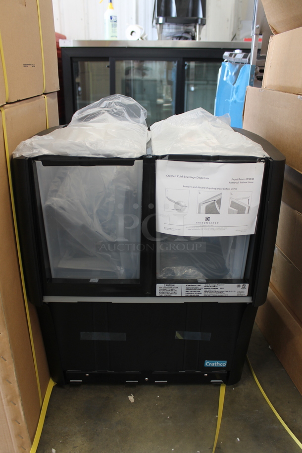 BRAND NEW SCRATCH AND DENT! 2021 Crathco C-2D-16 Metal Commercial Countertop 2 Hopper Refrigerated Beverage Machine. Stock Picture Used as Gallery. 115 Volts, 1 Phase.  - Image 2 of 6
