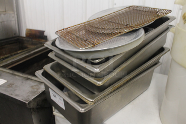 ALL ONE MONEY! Lot of Cooling Rack, Round Pizza Baking Pans and Stainless Steel Drop In Bins  - Image 3 of 4