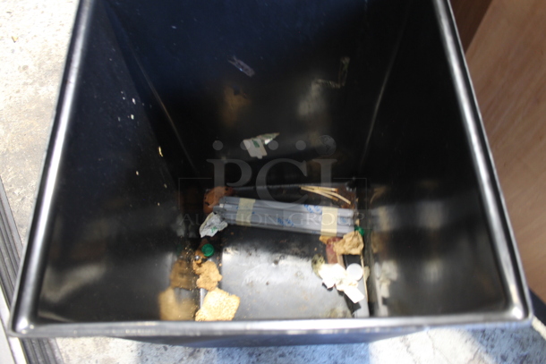 Wood Pattern Trash Can Shell w/ Trash Deposit Hole, Tray Return, Door and Trash Can. - Image 3 of 4