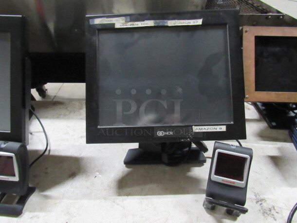 One NCR All In One POS Touchscreen With Honeywell Scanner #7580g. #7734-0100-0022.