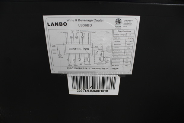 Lanbo Model LB36BD Metal 2 Door Wine Chiller. 110-120 Volts, 1 Phase. 24x23.5x34. Tested and Working! - Image 5 of 5