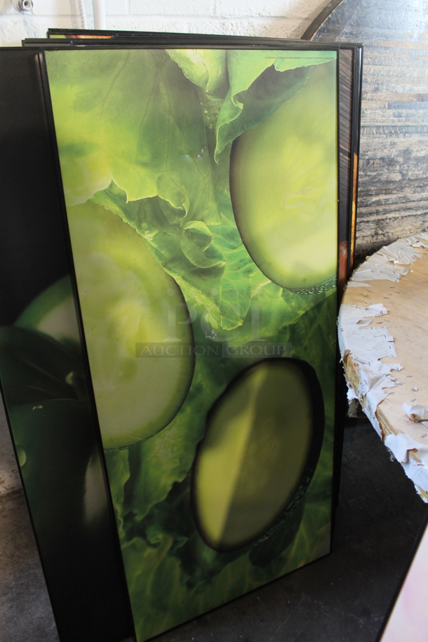 15 Black Poly Framed Pictures Including 2 Cucumbers, Salad, Cheese, Bread Loaves, Onions, Sauce, Green Peppers. 15 Times Your Bid! - Image 7 of 8