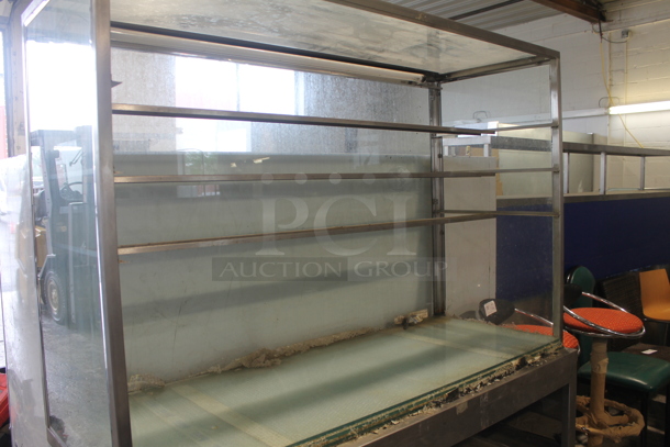 Metal and Glass Commercial Floor Style Dry Display Case on CustomCool CAB-2460-G Metal Table w/ 2 Under Shelves. Tested and Working! - Image 3 of 5