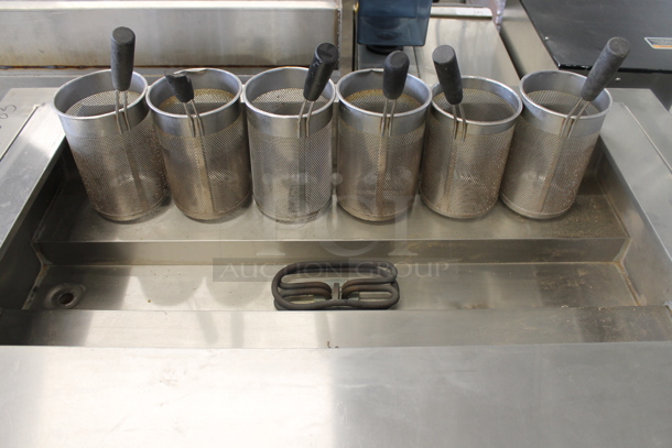 L&J Restaurant Stainless Steel Commercial Floor Style Electric Powered Steam Table w/ Under Shelf and 6 Fry Baskets. 208 Volts, 1 Phase. - Image 2 of 5