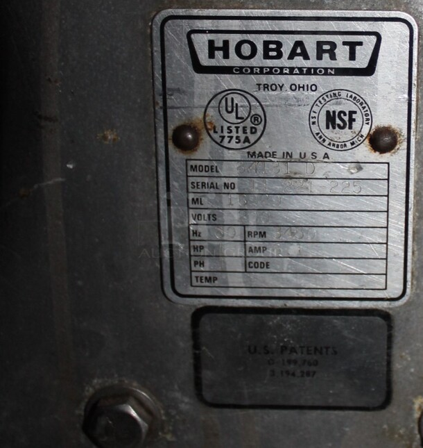 Hobart 84131 D Metal Commercial Countertop Buffalo Chopper w/ S Blade. 200 Volts, 1 Phase. - Image 7 of 7