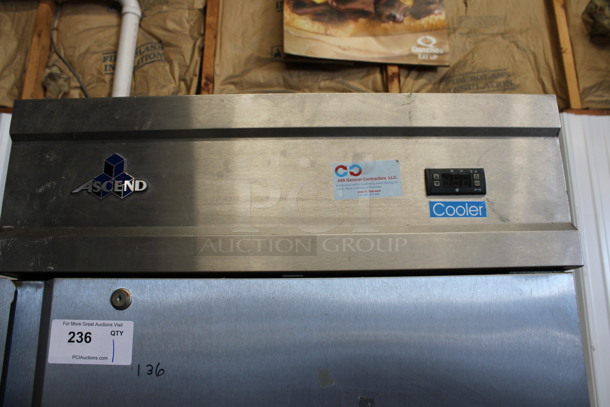 Jimex Model JFD-23R Stainless Steel Commercial Single Door Reach In Cooler w/ Poly Coated Racks on Commercial Casters. 115 Volts, 1 Phase. 29.5x32.5x81.5. Tested and Powers On But Temps at 45 Degrees - Image 4 of 6