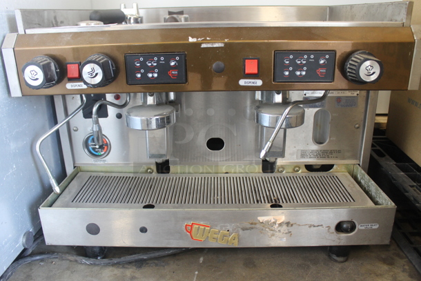 Wega ANTARES EVD 2N Stainless Steel Commercial Countertop 2 Group Espresso Machine w/ 2 Steam Wands. 230 Volts, 1 Phase.  - Image 3 of 4