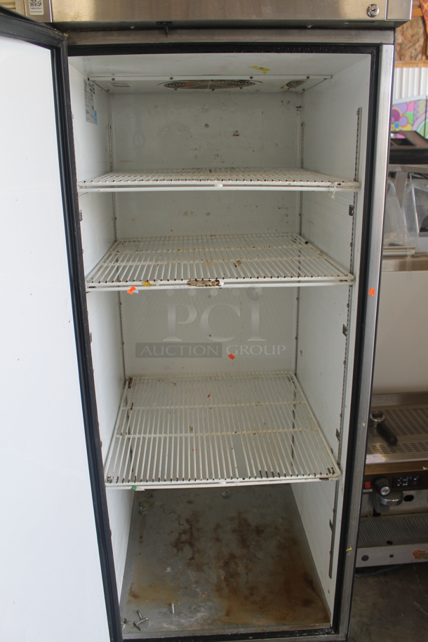 2014 True TG1R-1S ENERGY STAR Stainless Steel Commercial Single Door Reach In Cooler w/ Poly Coated Racks. 115 Volts, 1 Phase. Tested and Working! - Image 5 of 6