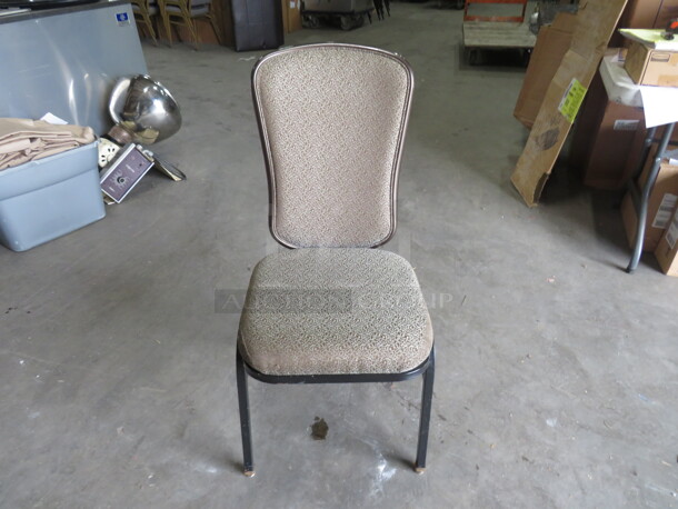 Brown Metal Stack Chair With Cushioned Seat And Back. 5XBID - Image 1 of 5
