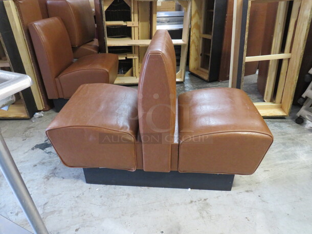 One Double Sided Brown Cushioned Booth. 24X50X36 - Image 1 of 1
