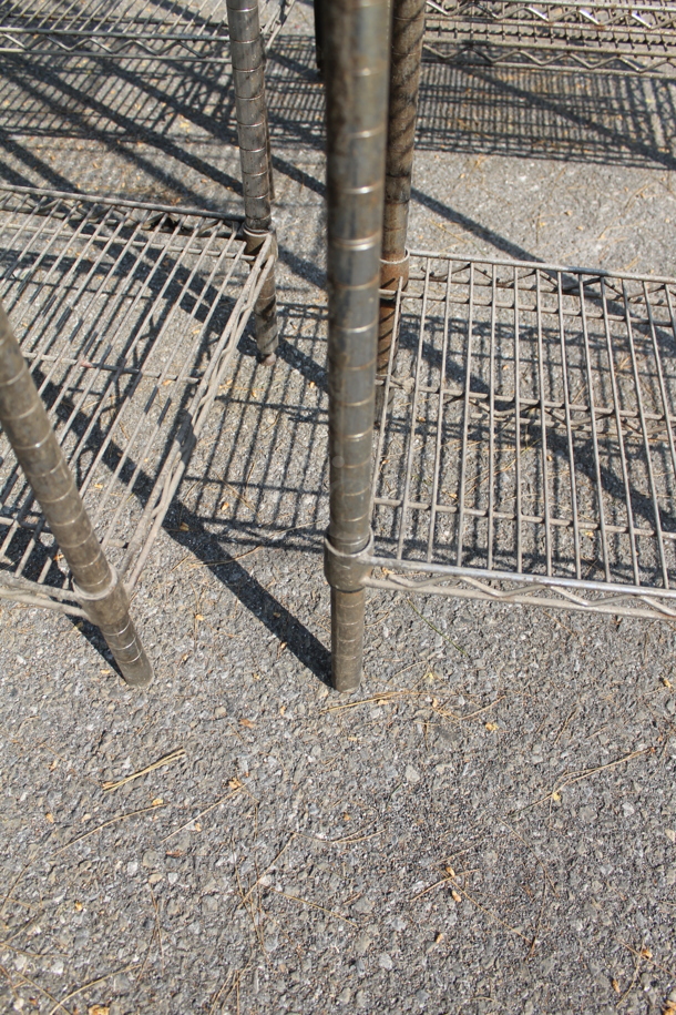 Chrome Finish 4 Tier Wire Shelving Unit. BUYER MUST DISMANTLE. PCI CANNOT DISMANTLE FOR SHIPPING. PLEASE CONSIDER FREIGHT CHARGES. - Image 4 of 4