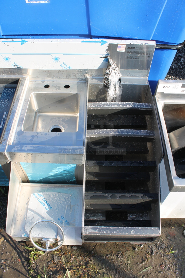 BRAND NEW SCRATCH AND DENT! Stainless Steel Commercial Bar Station w/ Sink, Ice Bin, and Bottle Merchandiser Display. No Legs. - Image 2 of 5