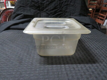 1/6 Size 4 Inch Deep Food Storage Container With Lid. 3XBID