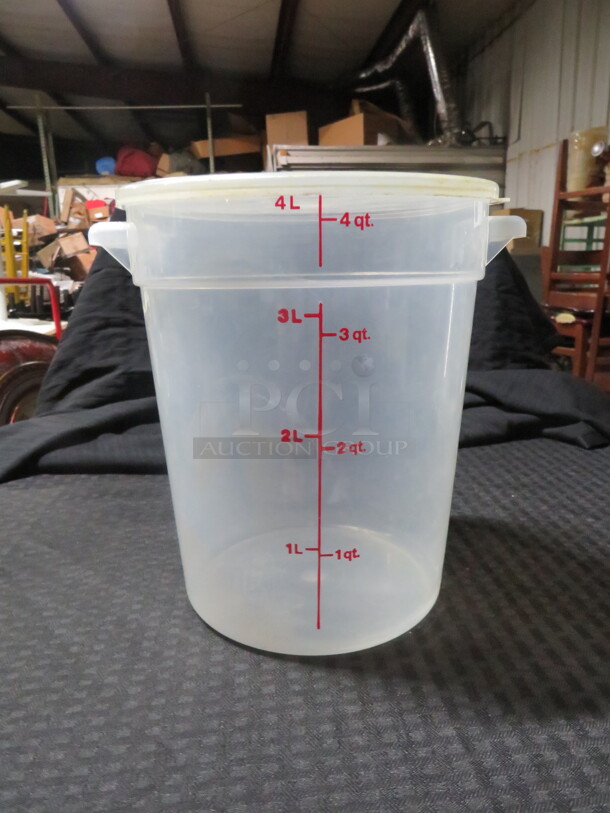 One 4 Quart Food Storage Container With Lid.  - Image 1 of 1