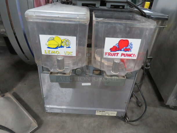 One Ugolini Dual Drink Dispenser. Model# Caddy 10/2UL. 115 Volt. Missing 1 Lid. 18X12X23