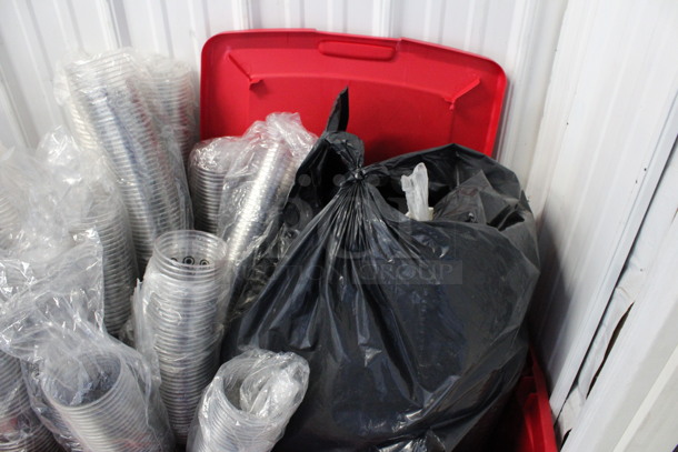 ALL ONE MONEY! Lot of Clear Plastic Cups in Red Poly Bin! - Image 4 of 5