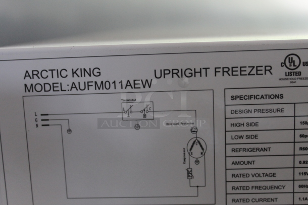 Arctic King AUFM011AEW Mini Freezer. 115 Volts, 1 Phase. Tested and Working! - Image 5 of 6