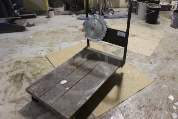 Metal Flat Cart w/ Blades on Commercial Casters. - Image 2 of 3