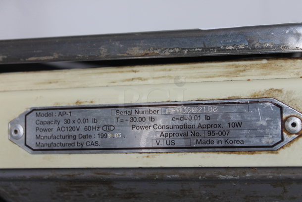 CAS AP-1 Metal Countertop 30 Pound Capacity Food Portioning Scale. 120 Volts, 1 Phase. Tested and Working! - Image 8 of 8