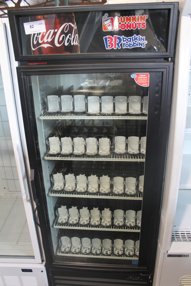 2012 True GDM-26EM Commercial One-Door Merchandiser Cooler With Individual Drink Holders, Black 115V, 1 Phase. Tested and Working!