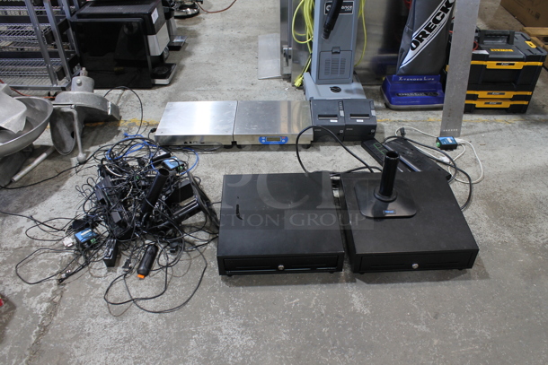 ALL ONE MONEY! Lot of Various Items Including 2 Scales, 2 Metal Cash Drawer, 2 Epson Receipt Printers and Cords - Image 1 of 8