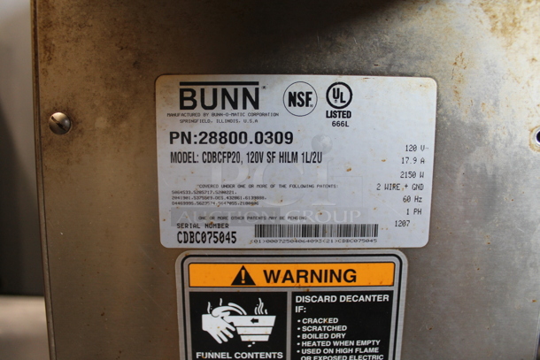 Bunn CDBCFP20 Commercial Stainless Steel Electric Countertop Coffee Brewer With 3 Warmers. 120V, 1 Phase. - Image 4 of 5
