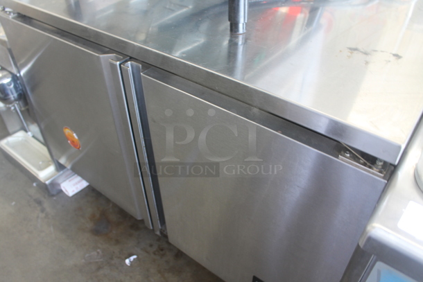 Asber AUTR 48 Stainless Steel Commercial 2 Door Undercounter Cooler on Commercial Casters. 115 Volts, 1 Phase. Tested and Powers On But Does Not Get Cold - Image 3 of 8