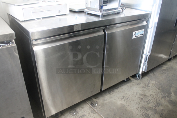 Avantco 178SSUC48RHC Stainless Steel Commercial 2 Door Undercounter Cooler on Commercial Casters. 115 Volts, 1 Phase. Tested and Working! - Image 1 of 8