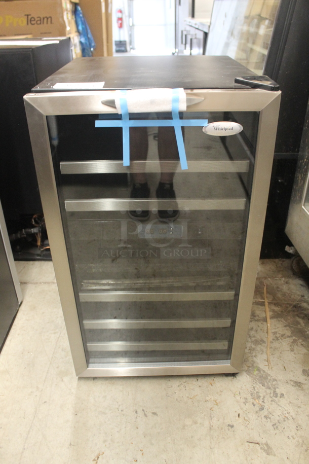 BRAND NEW SCRATCH AND DENT! Whirlpool WWC287BLS-1 38 Bottle Black Wine Cellar With Stainless Steel Trimmed Shelves. 115V. Tested And Working! 