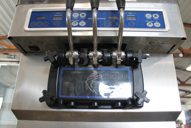 SSI-203S Stainless Steel Commercial Air Cooled Floor Style 2 Flavor w/ Twist Soft Serve Ice Cream Machine on Commercial Casters. 220 Volts, 1 Phase. - Image 5 of 11