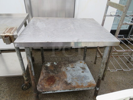 One Stainless Steel Table With Under Shelf. 36X30X33