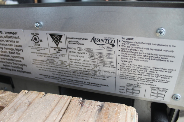 BRAND NEW! 2021 Avantco 177CAG60TG Stainless Steel Commercial Countertop Natural Gas Powered Flat Top Griddle w/ Thermostatic Controls. 175,000 BTU. Tested and Working! - Image 7 of 7