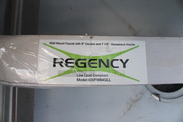 BRAND NEW SCRATCH AND DENT! Steelton 522CS12424 Commercial Stainless Steel One Bay Sink With Regency 600FW84GLL With Wall Mount Faucet With Gooseneck Nozzle And Galvanized Legs - Image 6 of 7