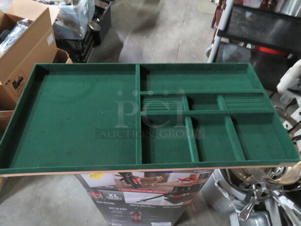 One NEW 27X14 Green Velvet Lined Jewelry Display Box.