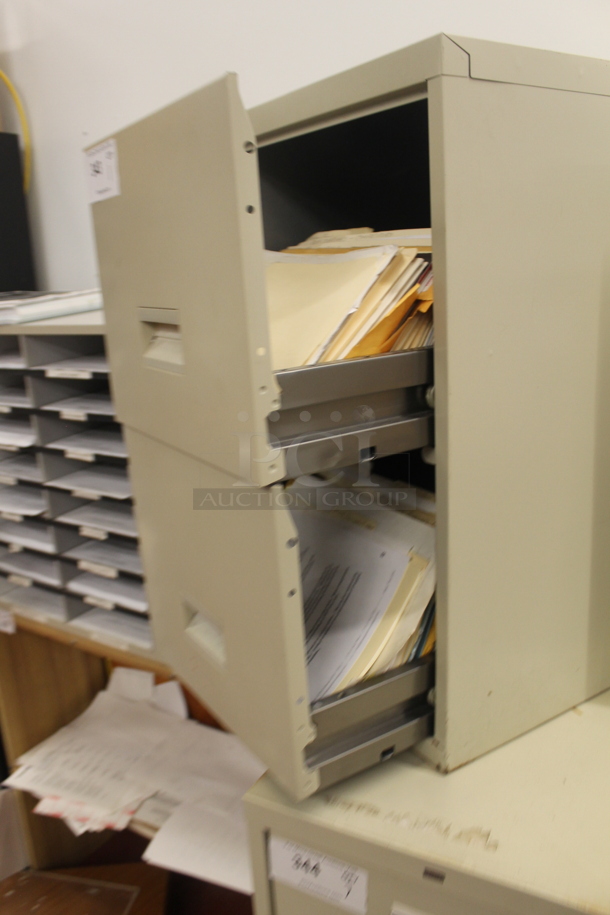 Tan Metal 2 Drawer Filing Cabinet. BUYER MUST REMOVE. - Image 4 of 4